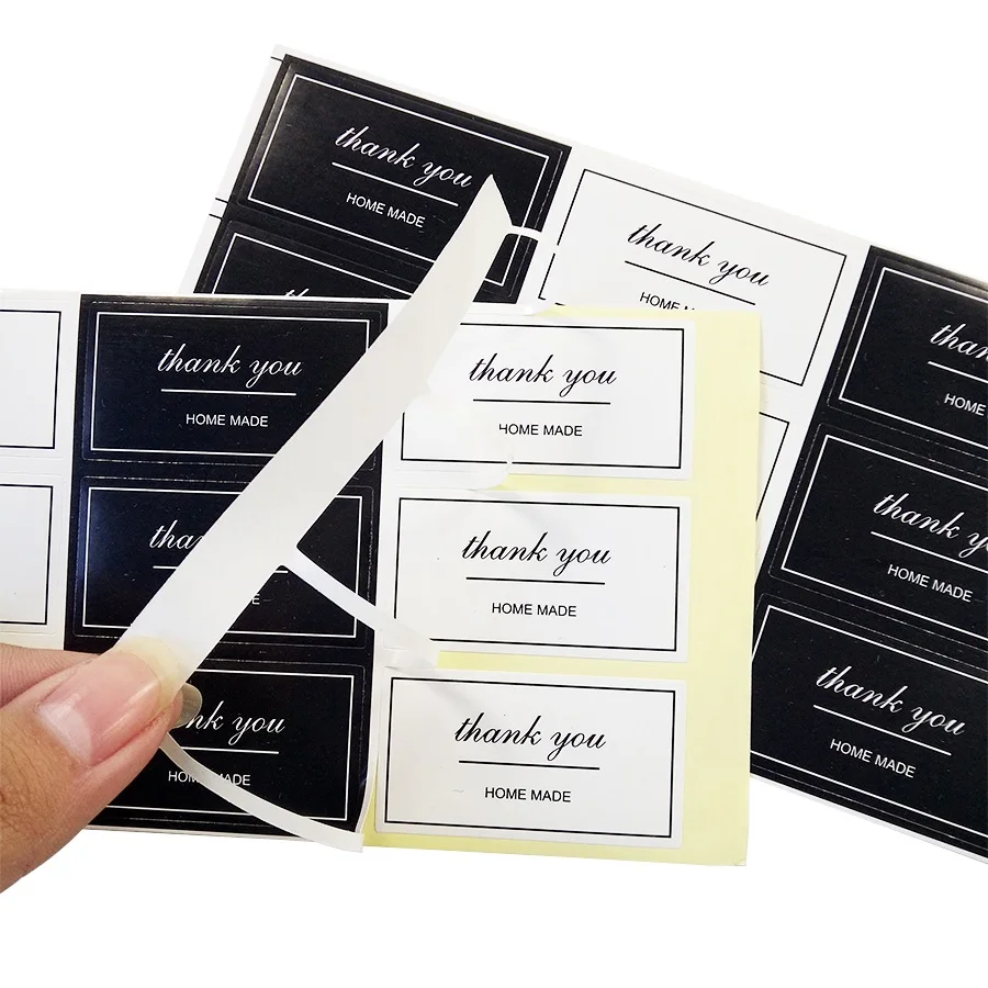 100 Pcs/lot Thank You Label Sticker Vintage Black&White Kraft Label Stickers DIY Hand Made For Gift Cake Baking Sealing Hang Tag