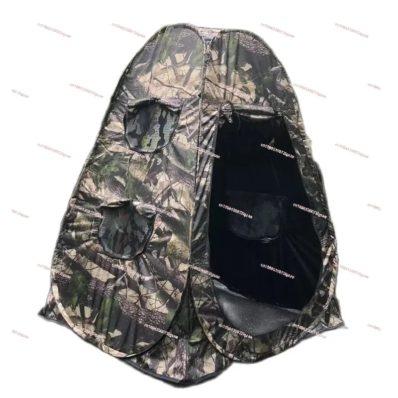 

Single Person Pop Up Outdoor Photography Tent 3Sides 6Windows 360 Degree Watching Bird Portable Privacy Camouflage Black Caoted