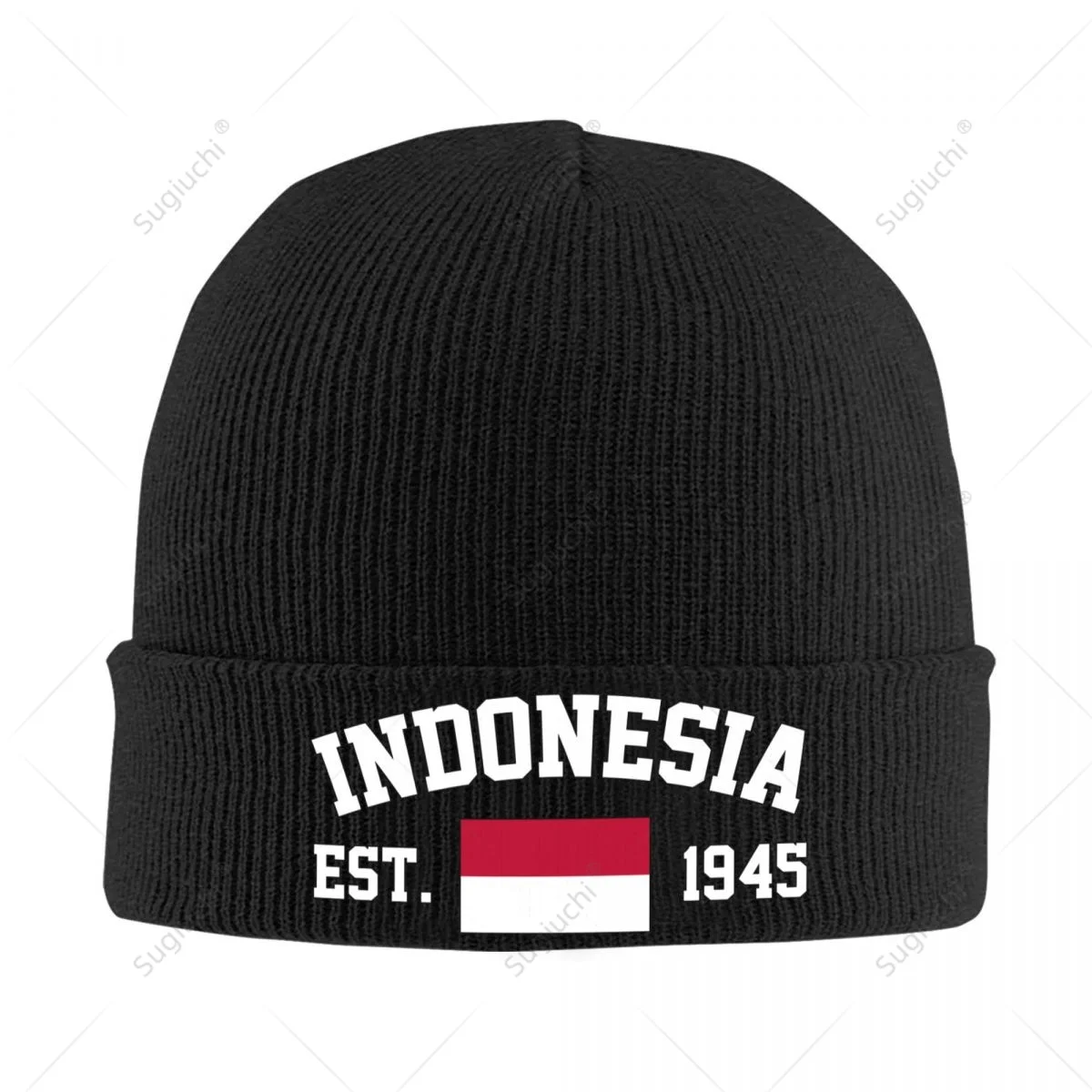 Unisex Indonesia EST.1945 Knitted Hat For Men Women Boys Winter Autumn Beanie Cap Warm Bonnet