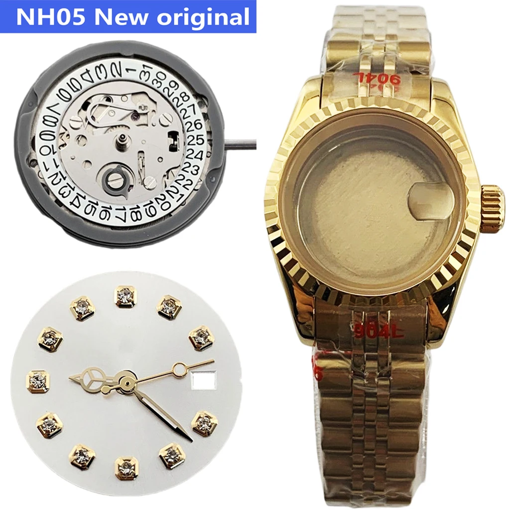 New Original 26mm Watch Case Silver Rose Gold Sapphire Glass Stainless Steel Fit NH05 NH06A Automatic Movement Accessories Parts