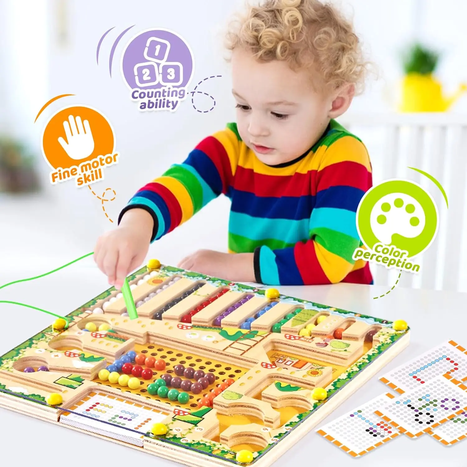 Children Wooden Magnetic Color and Number Maze Learning Education Toys Color Matching Montessori Boys Girls Preschoolers Toy