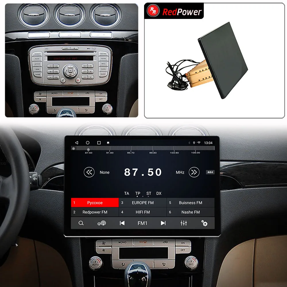 12.95 inch car radio redpower HiFi for Ford S-MAX 2006 - 2015 Android 10.0 DVD player audio video DSP CarPlay 2 Din