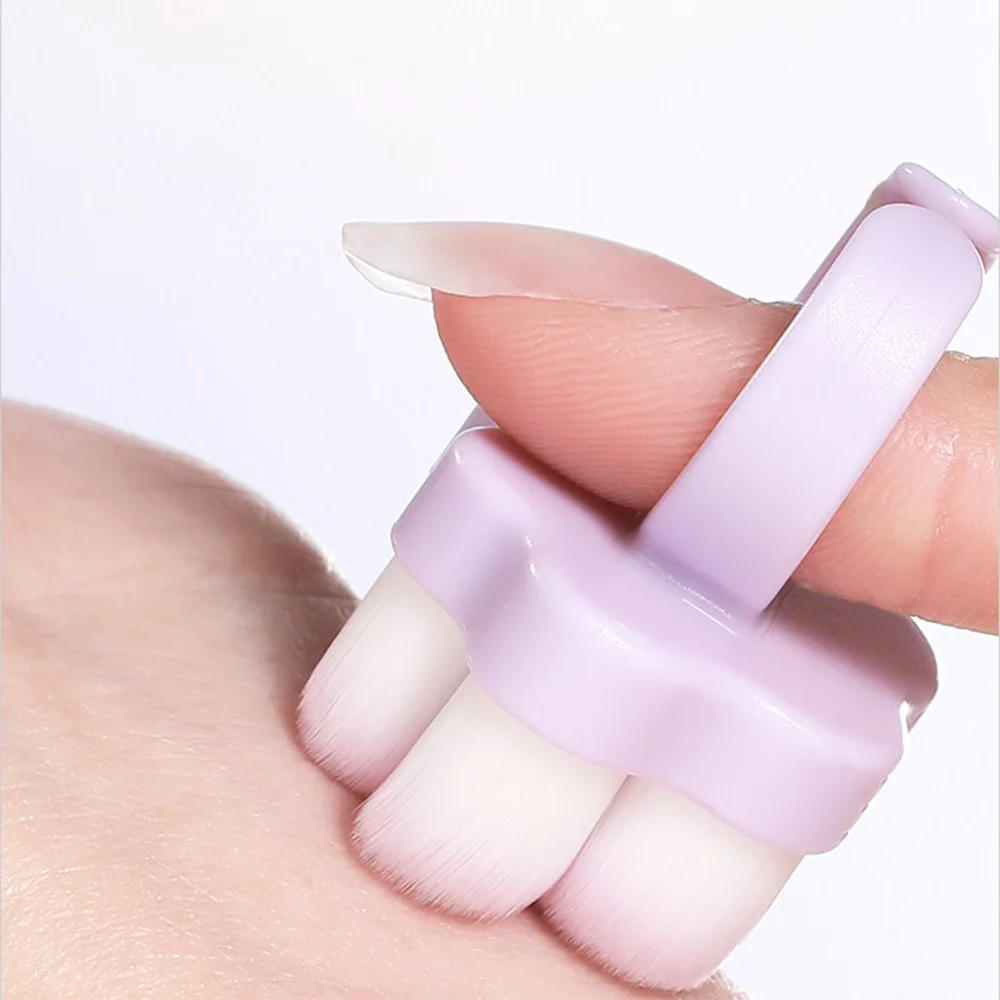 5 Stück Kawaii Flauschige Katzenpfoten-Ring-Nagelbürste Tragbare Rosa/Blau/Lila/Grün/Gelbe Weiche Fingerring-Bürste Nagelreinigungswerkzeug – Detail 2