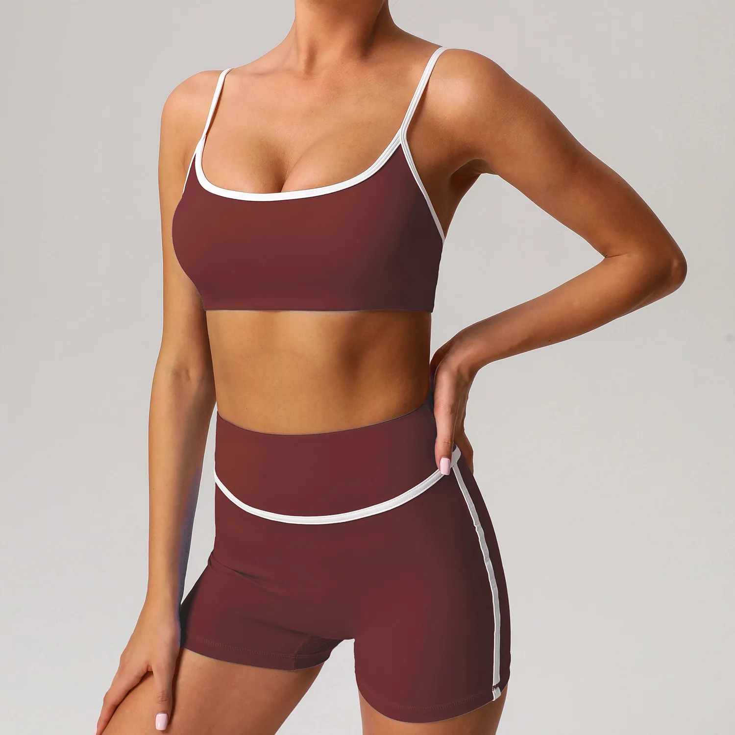 dohomiryo Dames 2 Delige Rekbare Yoga Kleding Sets Sportbeha Leggings Trainingspakken Set Gym Fitness Sportkleding Rot M