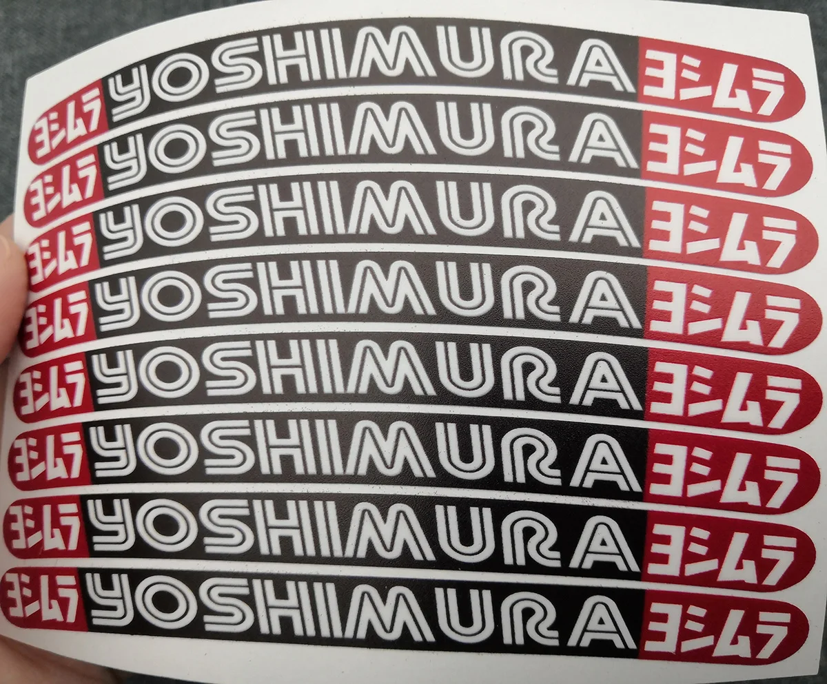 8 X Yoshimura Motorcycle Wheel Decals Vinyl Rim Stickers Laminated For 16 17 18 21 inch Wheel For Honda Suzuki Vespa