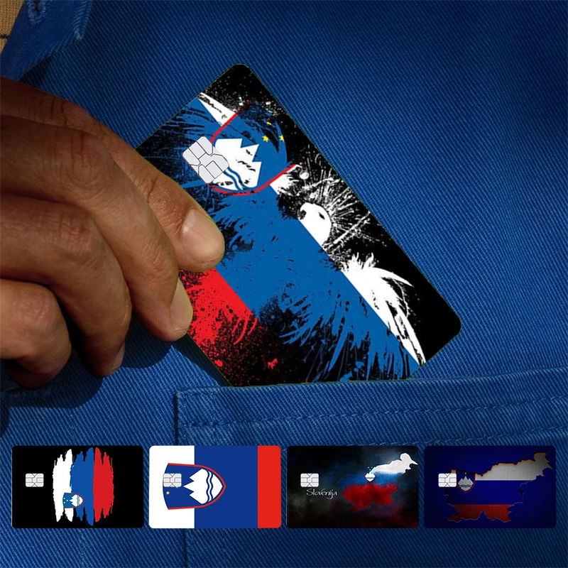 Словаenia Visserty Флаг Обложка Кожа Наклейка Для Кредитной Карты Банка Дебета Автобус Карта Передняя Сторона