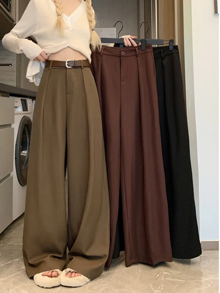 

Autumn 2023 New High Waist Slim Casual Suit Pants Women's Loose Drop Khaki Wide Leg Pants Floor Dragging Pants