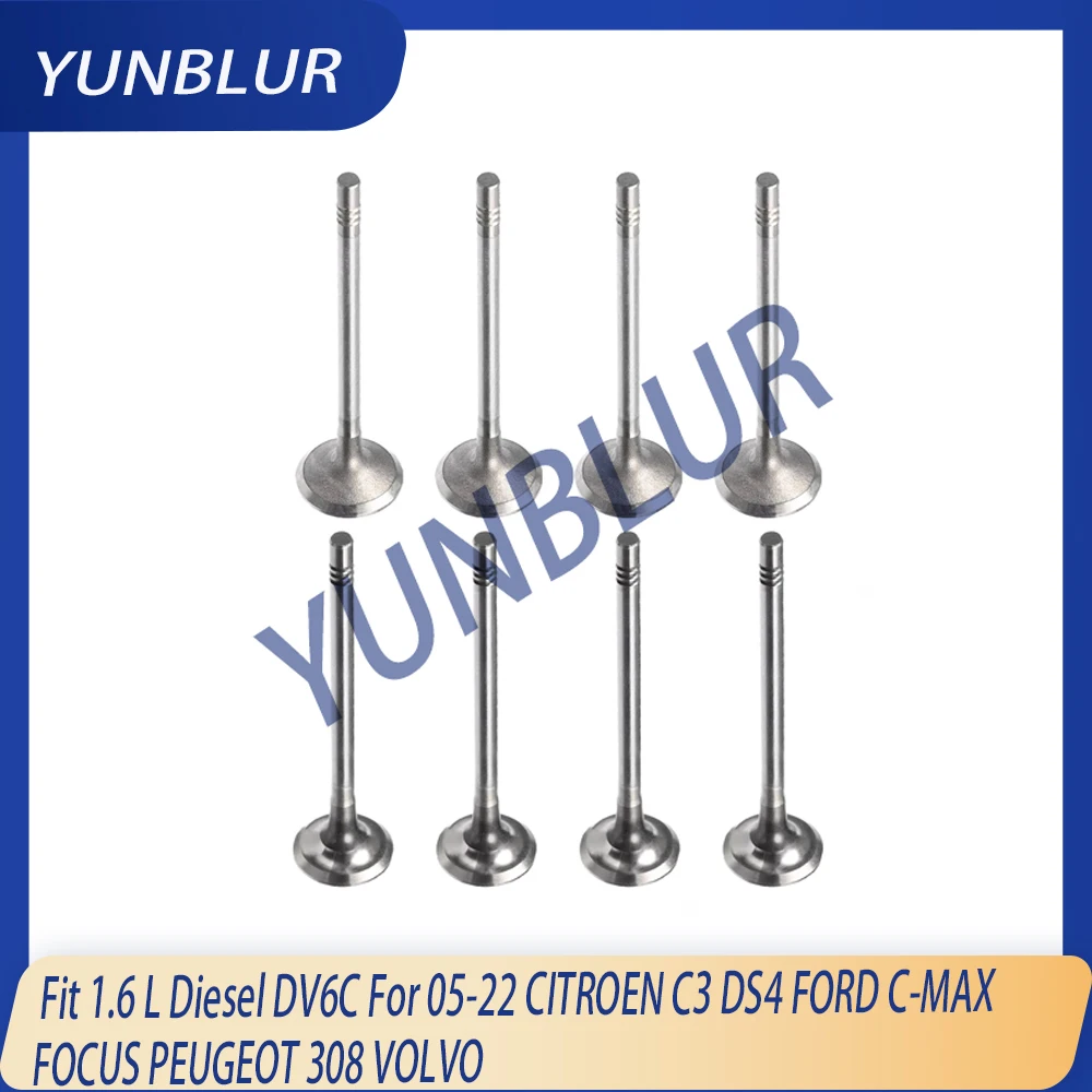 

8V Engine 4x Intake & 4x Exhaust Valves Kit Fit 1.6 L Diesel DV6C For 05-22 CITROEN C3 DS4 FORD C-MAX FOCUS PEUGEOT 308 VOLVO