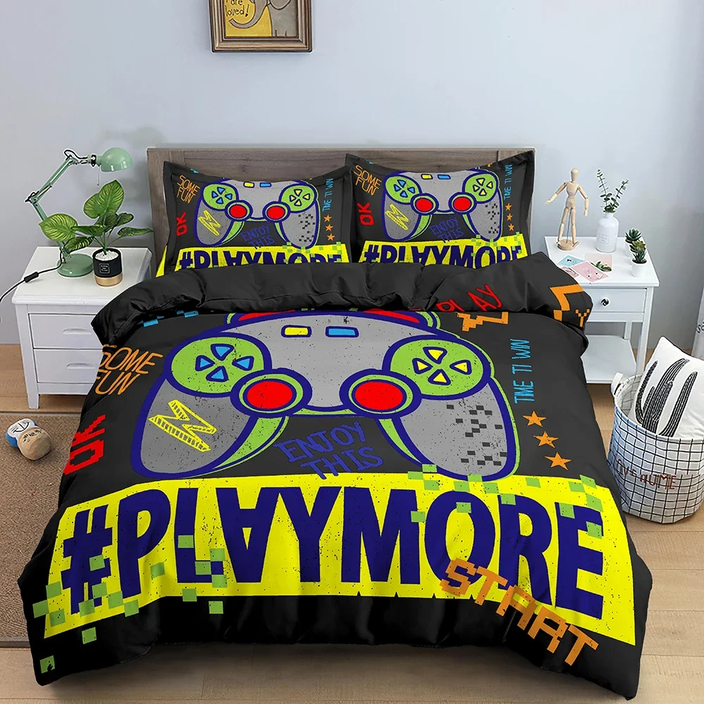 Gamepad Polyester Duvet Cover Set Colourful Button King Play Gamer Bedding Set Kid Teen Man Video Game For Child Game Room Decor