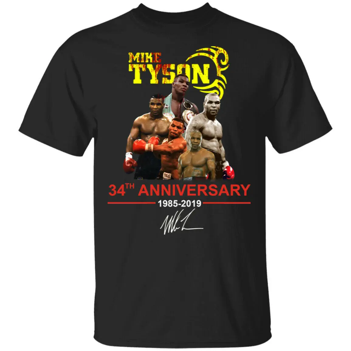 

VTG Iron Tyson 34Th Anniversary 1985-2019 Signature Black Men T-Shirt Men's 100% Cotton Casual T-shirts Loose Top Size S-3XL