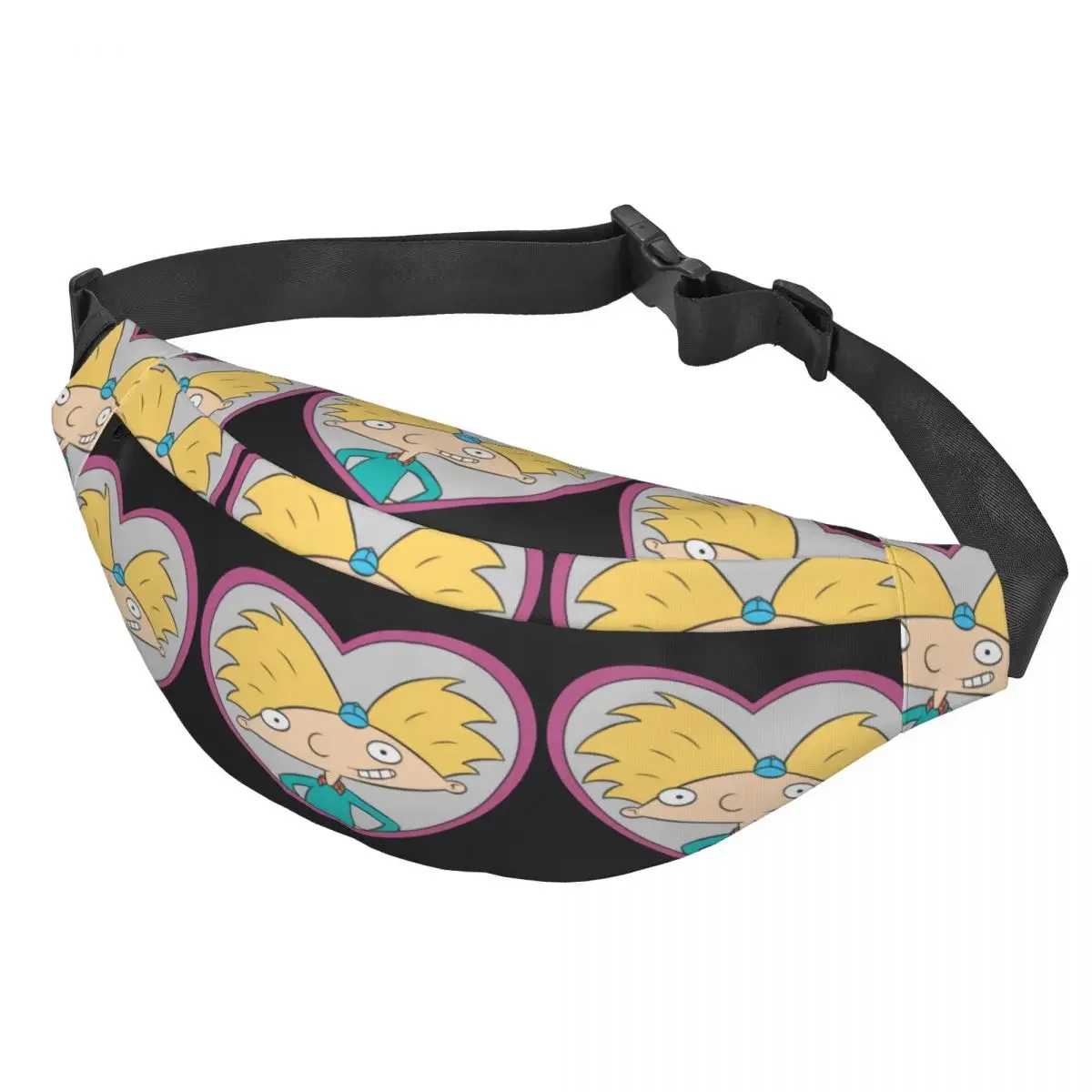 Custom Hey Arnold Pink Heart Arnold Fanny Pack for Women Men Cool Sling Crossbody Waist Bag Cycling Camping Phone Money Pouch