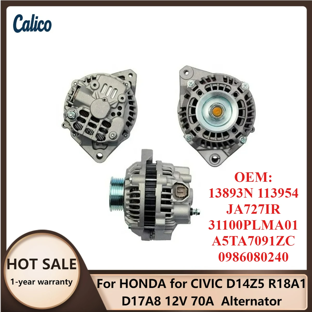 

Лидер продаж: Генератор 12В 70А для HONDA CIVIC D14Z5 R18A1 D17A8 (номера: 13893N, 113954, JA727IR, 31100PLMA01, A5TA7091ZC, 0986080240)