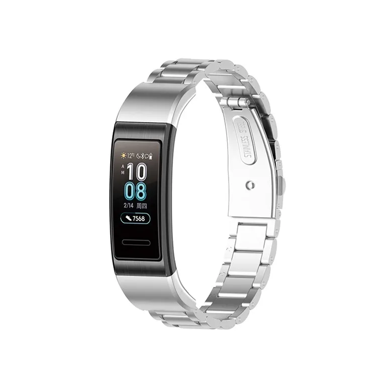 

For Honor Band 4/5 Stainless Steel 3 Beads Watch Band Replacement Wrist Strap with Buckles