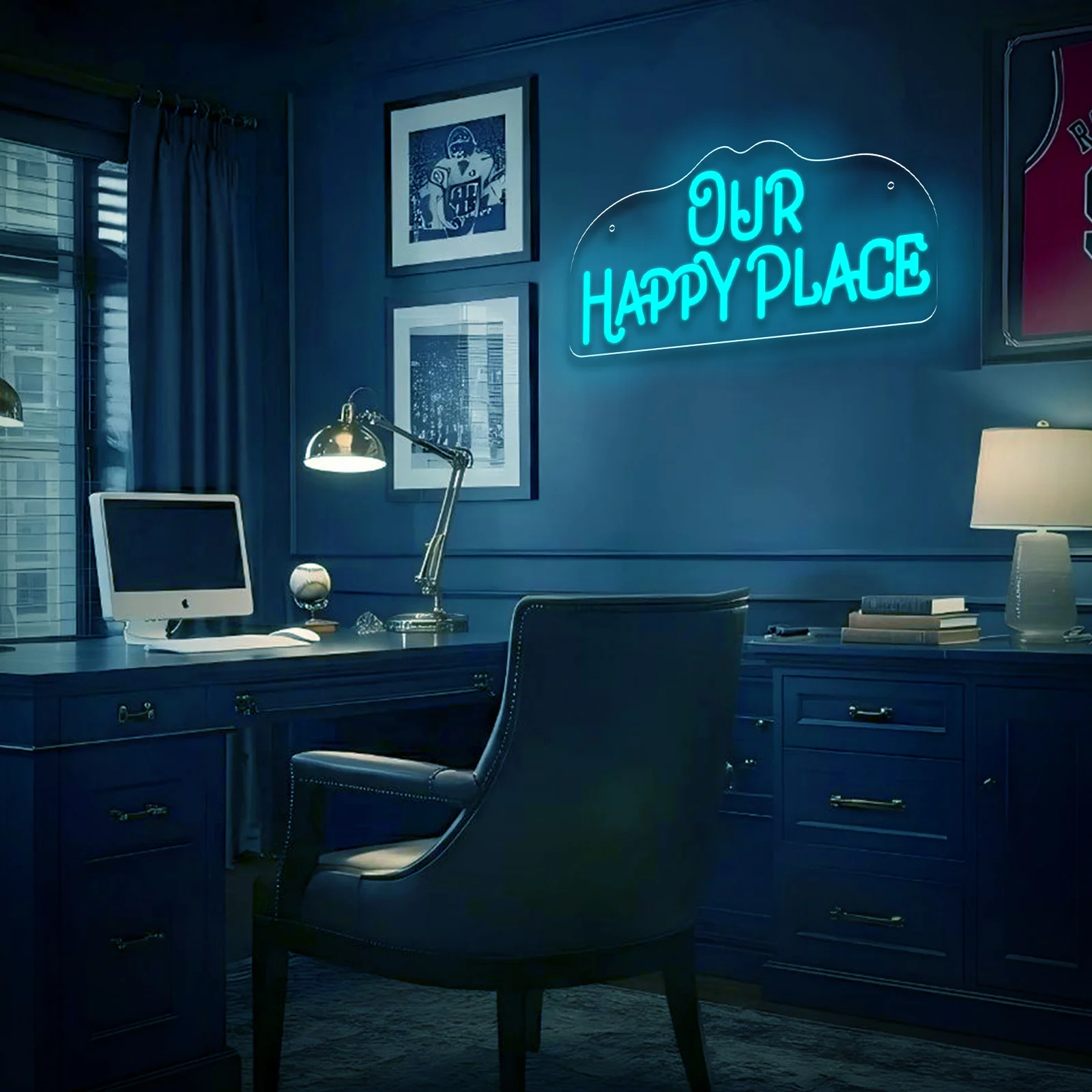 ไฟนีออน LED รูปแบบ Our Happy Place ปรับความสว่างได้ด้วย USB สำหรับตกแต่งบ้าน ห้องนอน งานแต่งงาน งานหมั้น โรงแรม ผนัง เหมาะเป็นของขวัญสุดโรแมนติกสำหรับคู่รัก