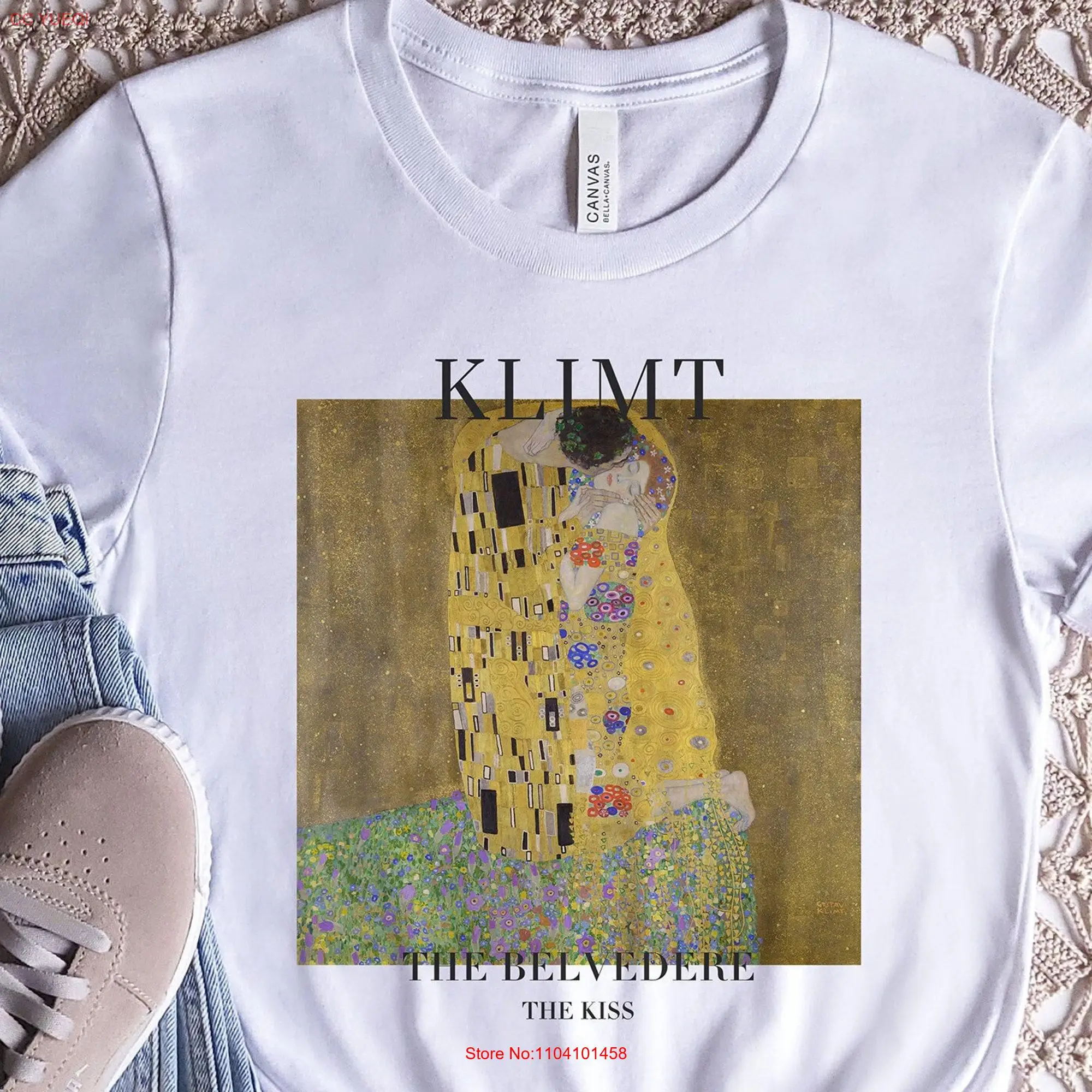 The Kiss by Gustav KlimT T Shirt Lovers Belvedere Print Klimt's Art long or short sleeves