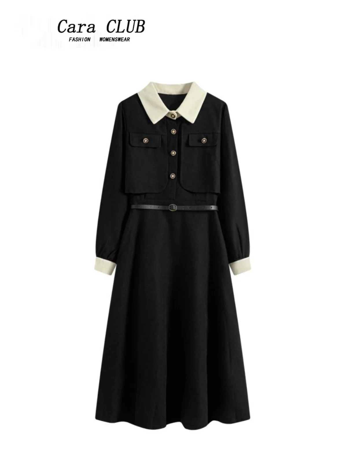 

Женское платье больших размеров Dr CaraCLUB, осеннее длинное платье Хепберн с эффектом талии для похудения, корейский свободный крой из полиэфирного волокна