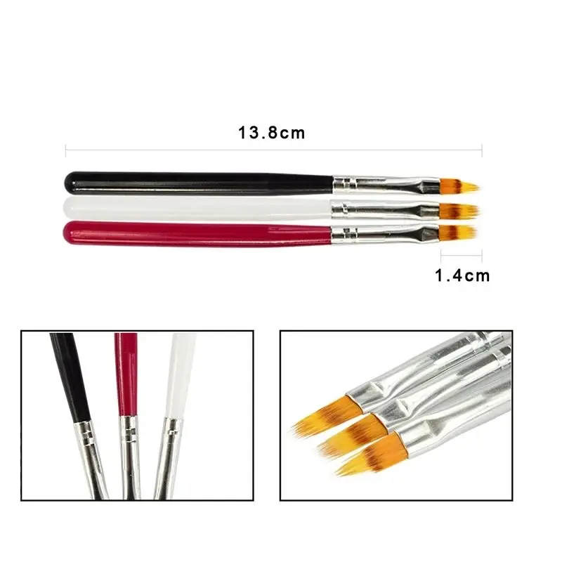 1/3 PCS UV Gel Nail Art Brush Gradiente Desenho Polonês Pintura Manicure Ombre Nail Brush para Unhas