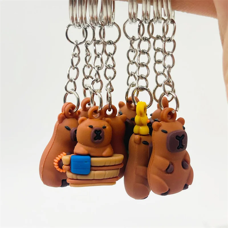 Cartoon Cute Capybara Key Chain School Bag Backpack Mini Capybara Doll Pendant Decoration Key Ring Key Pendant