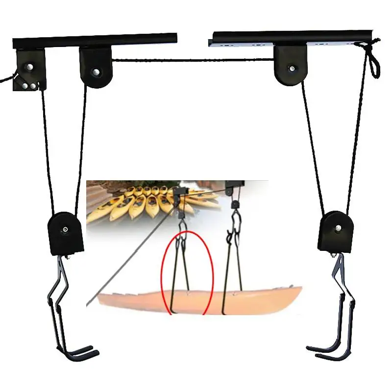 

Bike Hoist Pulley System for Garage 60kg Heavy Duty Bearing Overhead Rack Vertical Space Saver