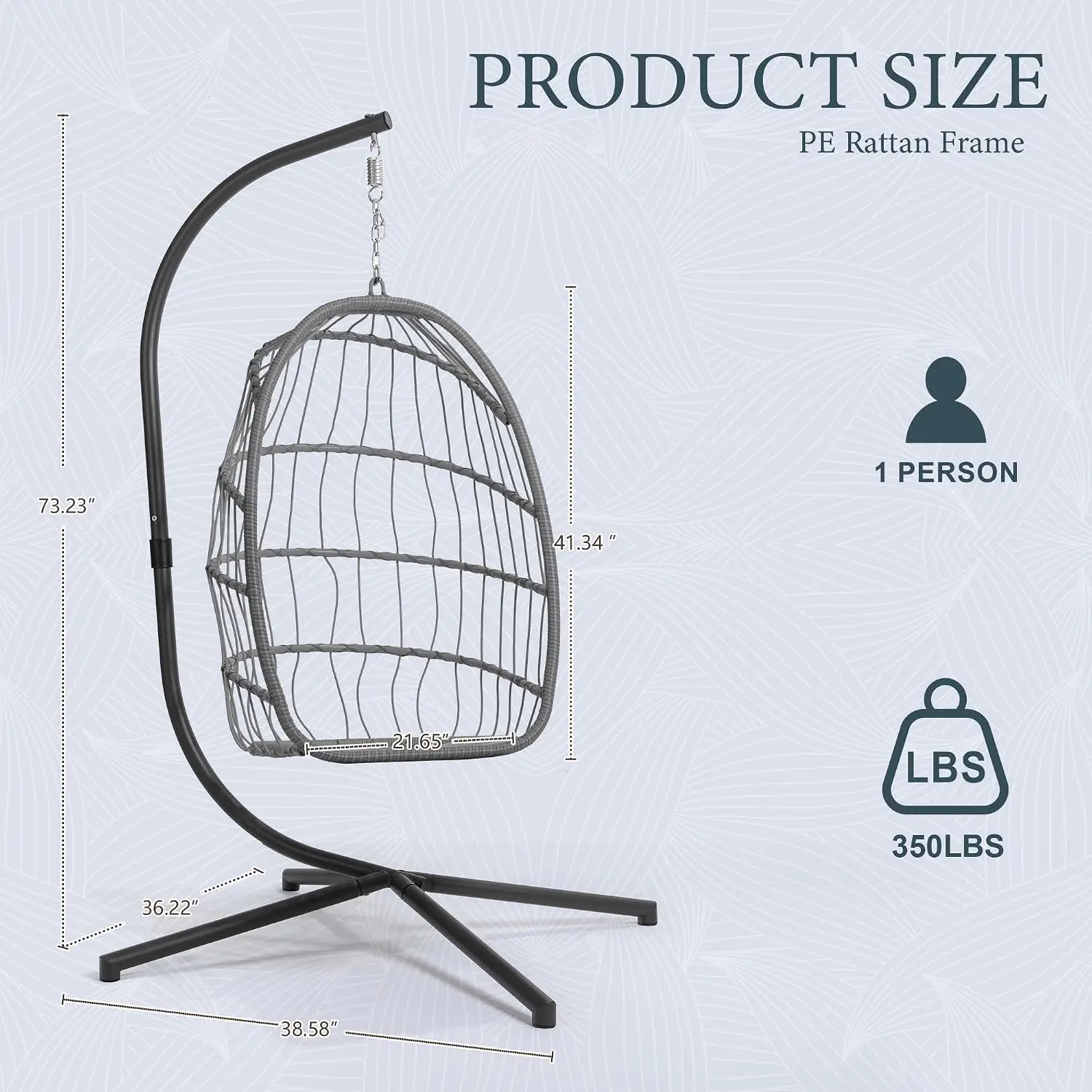 Foldable Rattan Wicker Hanging Egg Swing Chair Indoor Outdoor Patio Balcony, Customized