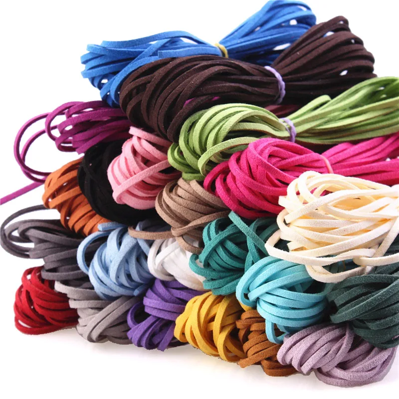 3MM 5M Micro-Fiber Flat Leather Lace Beading Thread Faux Suede Cord String Velvet Beading Supplies