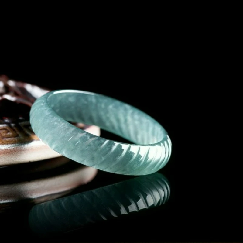 

Jia Le/ Natural Jade Hand-carved Ice Blue Water Dragon Scale Ring for Men and Women Couples Fashion Jewelry Accessories Gifts