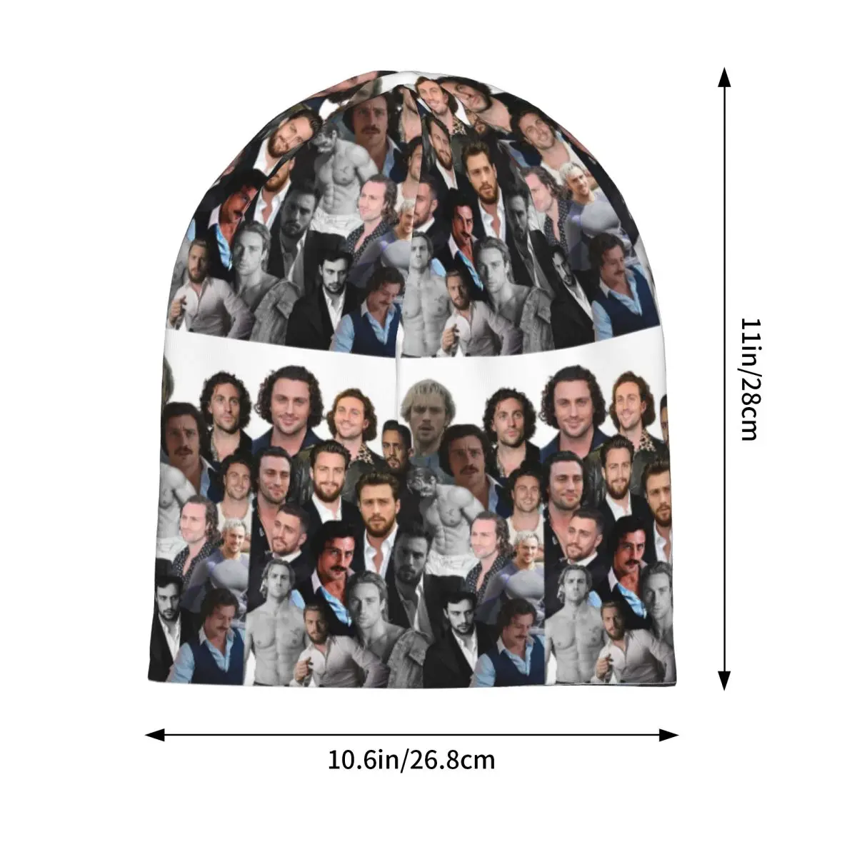 Aaron-taylor Johnson Photo Collage Warm Knitted Cap Fashion Bonnet Hat Autumn Winter Outdoor Beanies Hats for Men Women Adult
