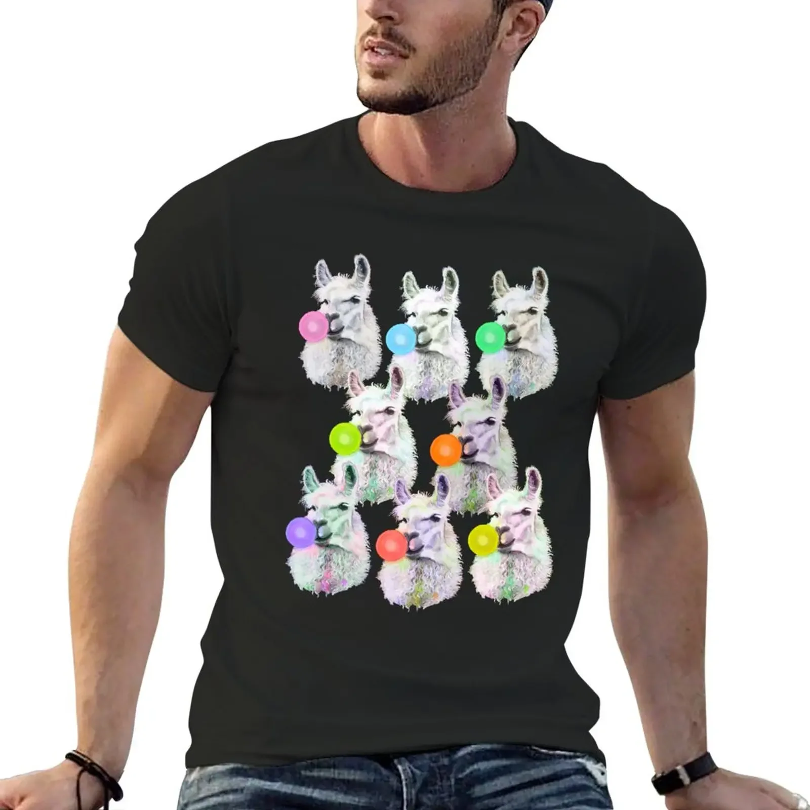 Llama Slumber Party T-Shirt summer tops oversized t shirts for men