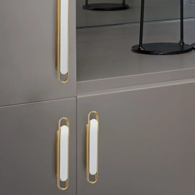 Cabinet Door Pull Light Luxury Wardrobe Door Handle Modern Simple Drawer Handle Bathroom Cabinet Bright Gold Pull