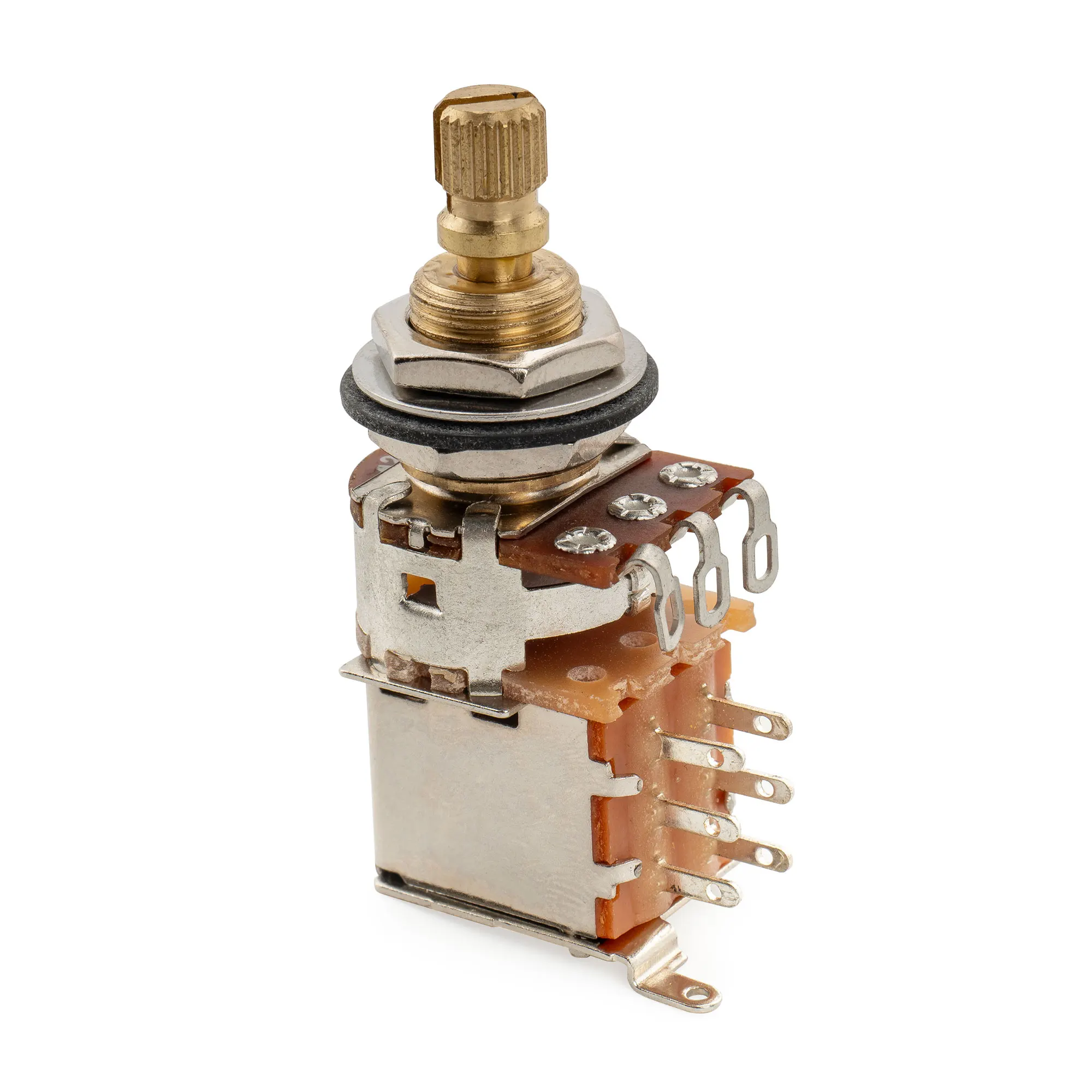 Musiclily Pro A250K/A500K Brass Pot Split Standard Shaft 3/8 Inch Push-Push Audio Taper Potentiometer for Electric Guitar Bass