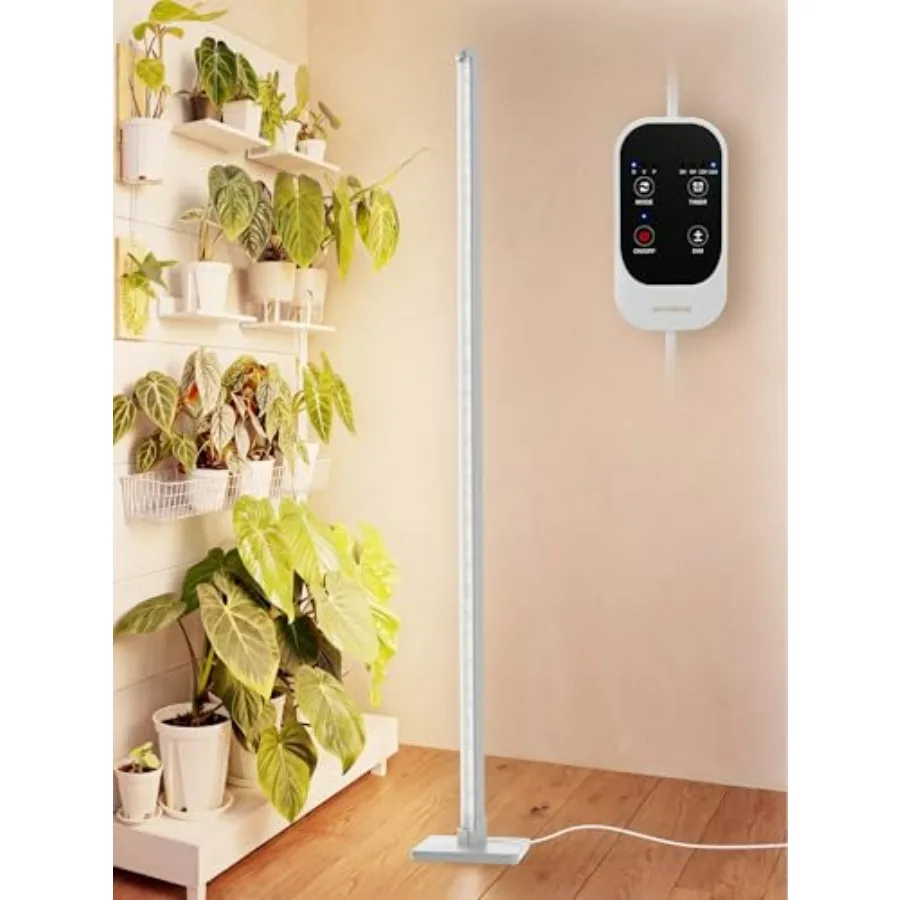 

36W Vertical Indoor Plant Grow Light with Auto-Timer Full Spectrum LED Standing Light 3 Modes 6-Level Dimmable Silver