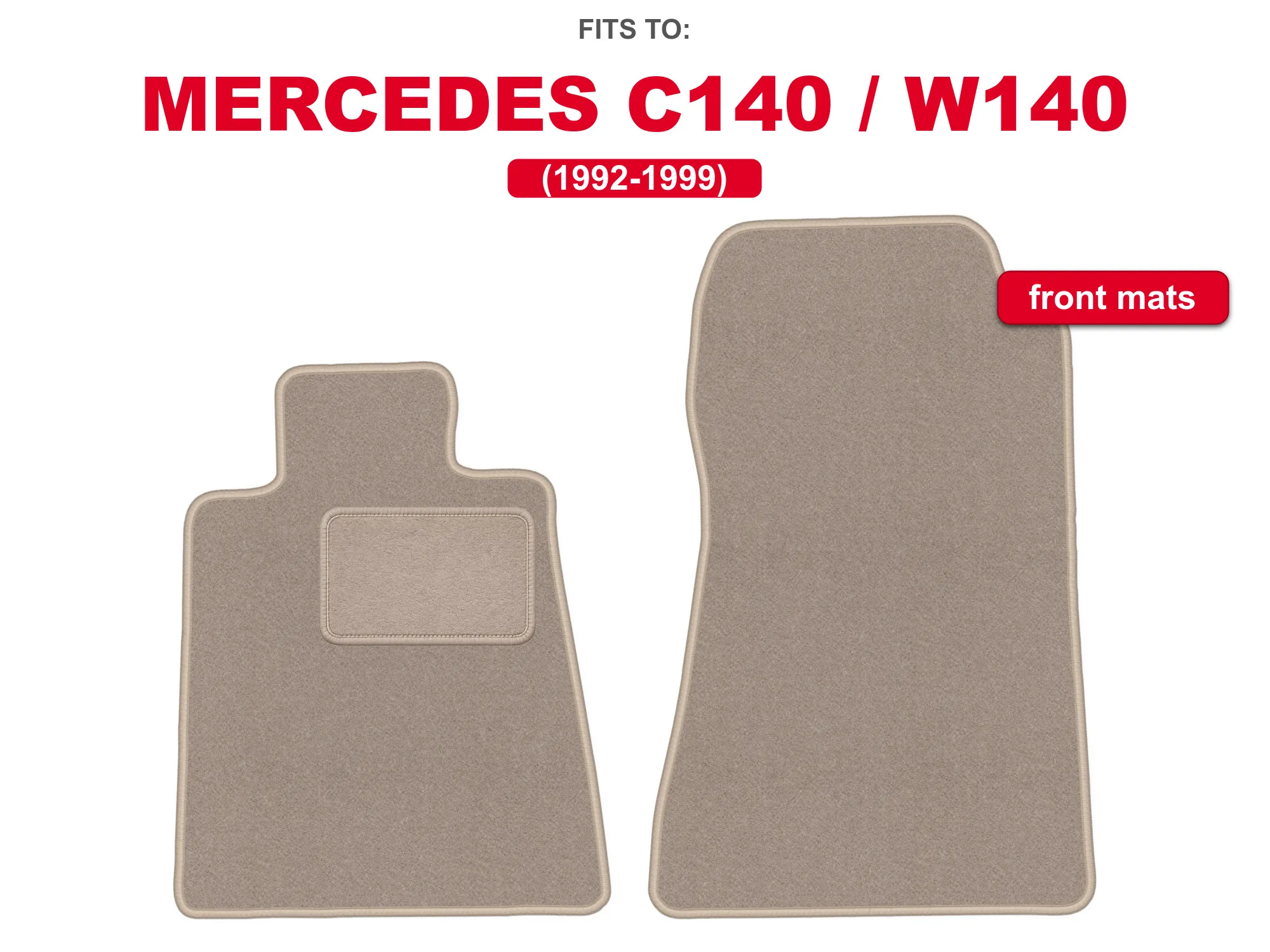 Velour vloermatten voor: Mercedes C140 / W140 1992-1999 Coupé beige set auto voorvloermatten voor voertuigvloer