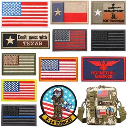 American Flag Patch Tactical US Army Embroidery Military Patches for Clothing Hook Loop Country Badges Backpack Clothes Stickers