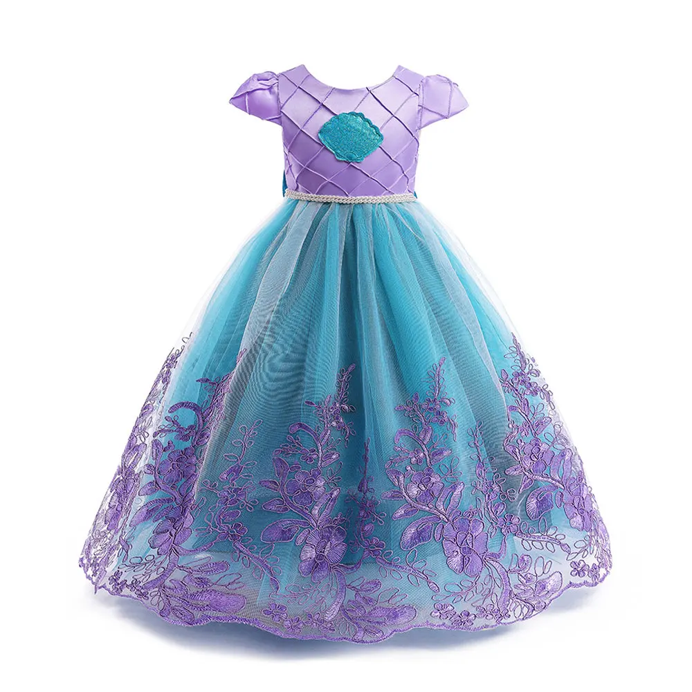 Disney Fairy Tale The Little Mermaid Costume Glowing Princess Ariel Ball Gown ‌Featured with Embroidery Deluxe Carnival Dress