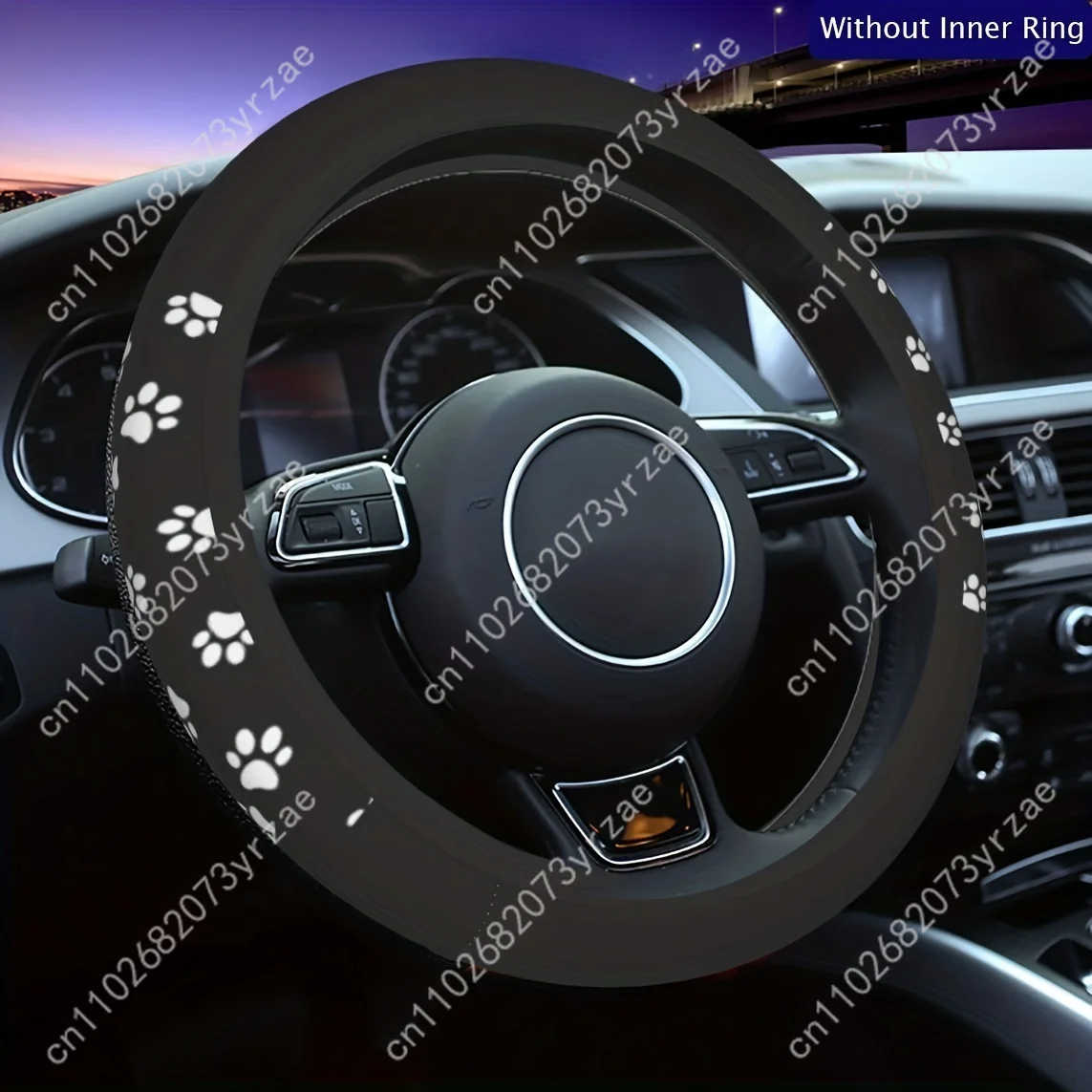 

Paw Print Car Steering Wheels Cover Universal Type Environmental Friendly Comfortablenon-slip Breathable Steering Wheel Wrap