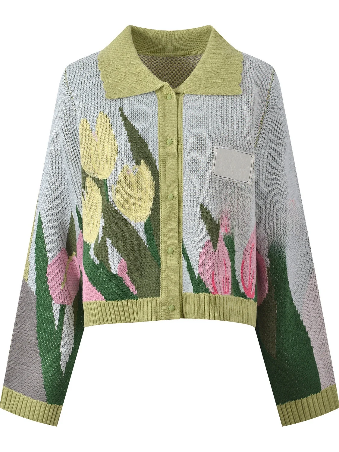 

Tulip Floral Knitted ort Open Cardigan Faionable Agel Sle 2025 Autumn New Gentle Wind Women's Faion Outerwear
