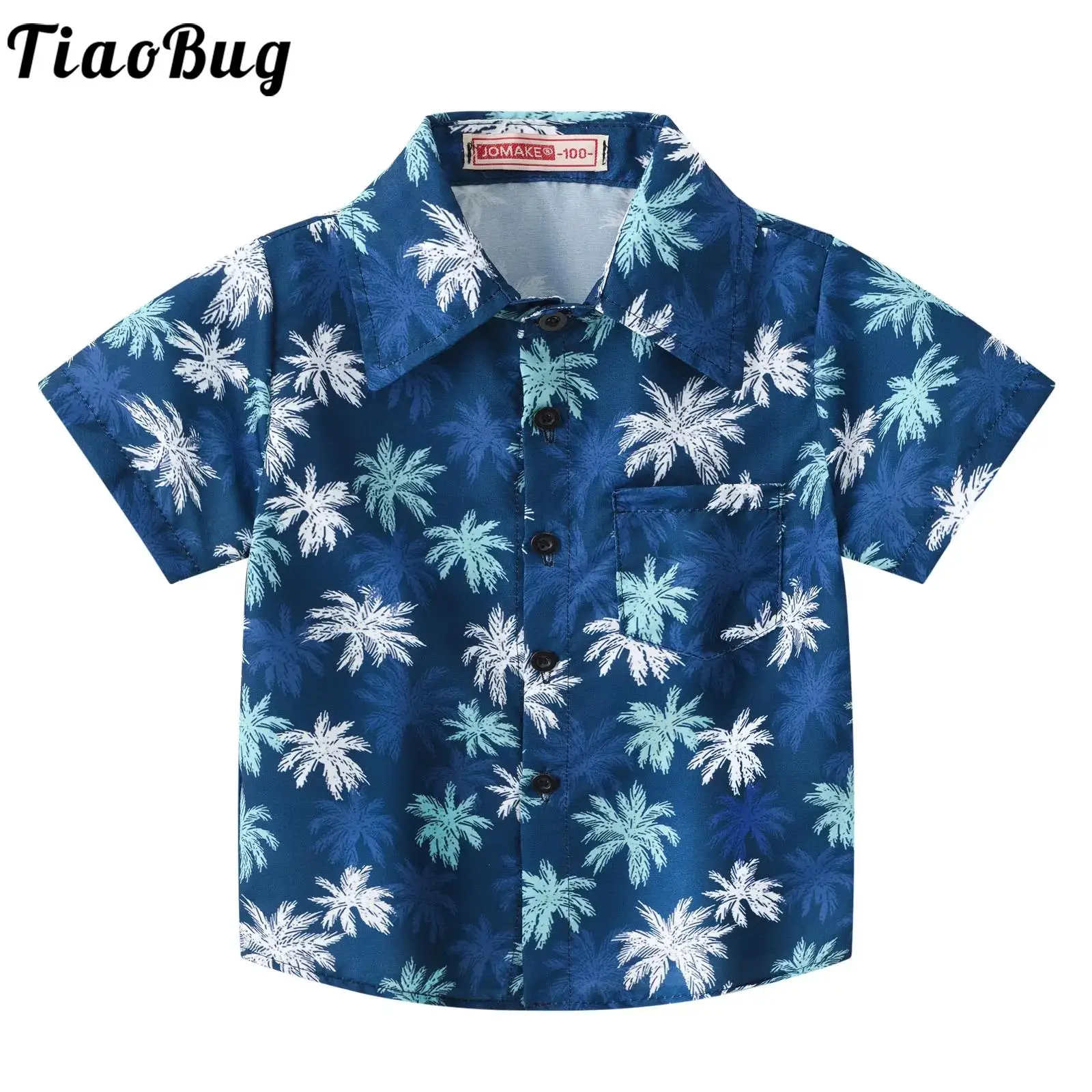 Kids Toddler Boys Hawaiian Shirts Short Sleeve Button Down Casual Shirt Summer Beach Holiday Vacation Shirts Swimwear Beachwear