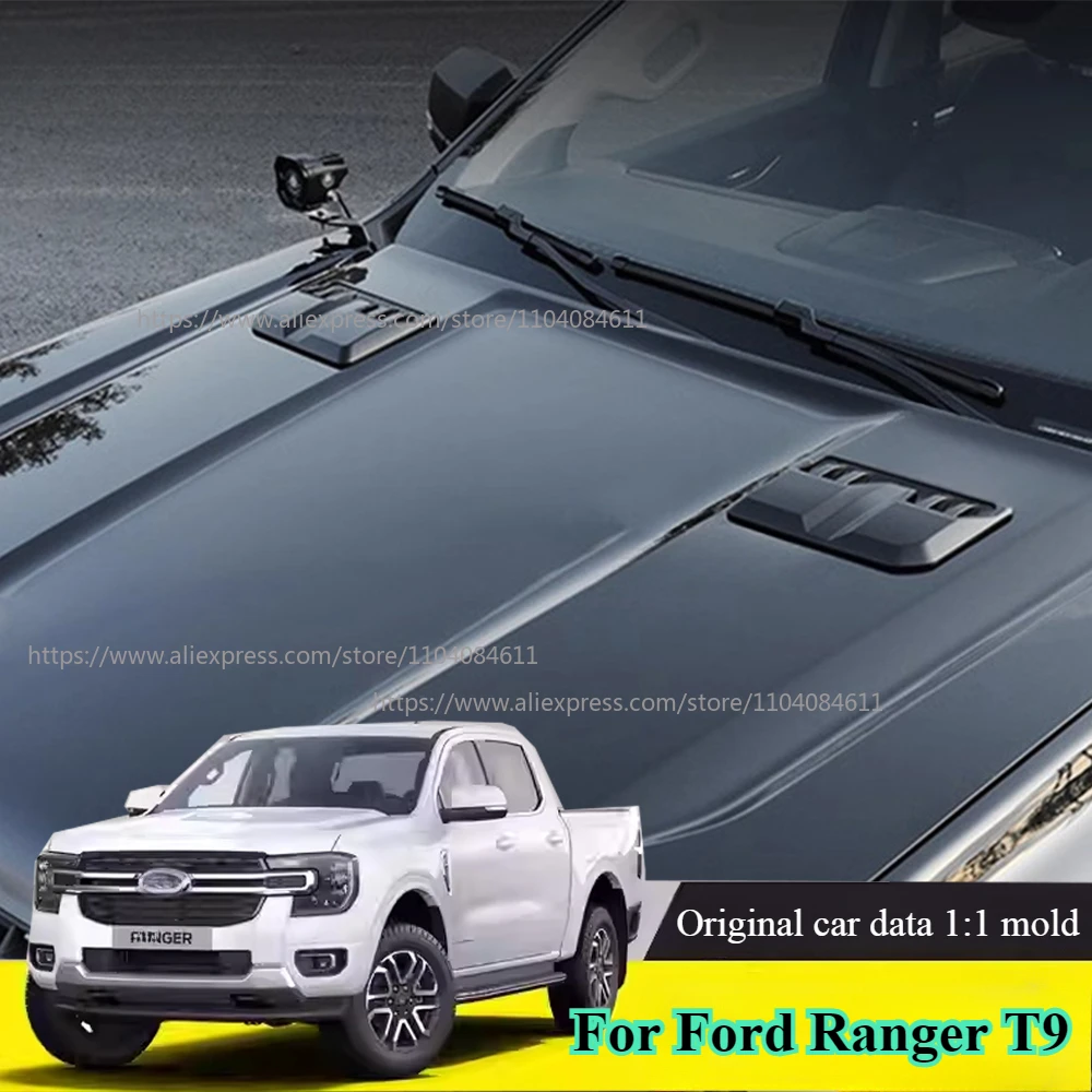 For Ford Ranger T9 2023 2024 Car Bonnet Scoop Plate Trims Covers Carbon Fiber Decorative Protective Cover For Ranger Accessories