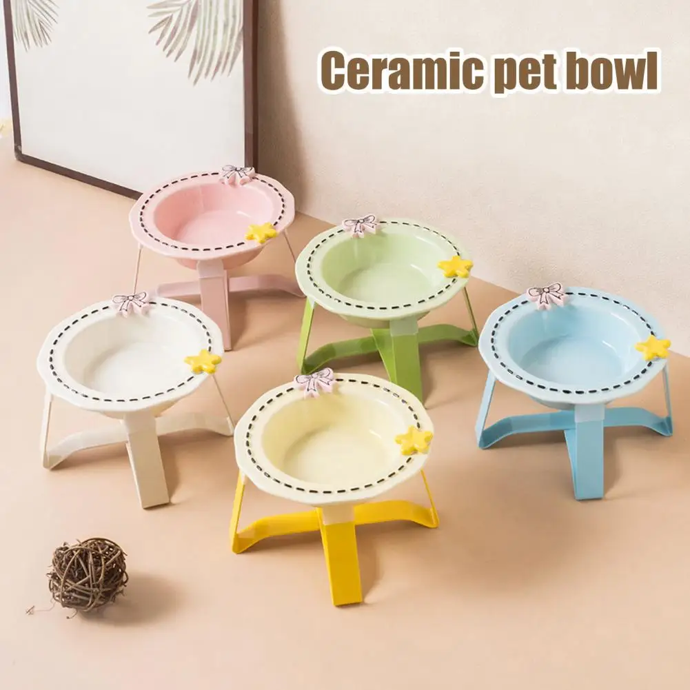 Non-tip Cat Dish Ceramic Pet Feeding Bowl for Dogs Cats Whisker-friendly Kitten Food Dish Wide Water Dry Food Feeder Plate Cat