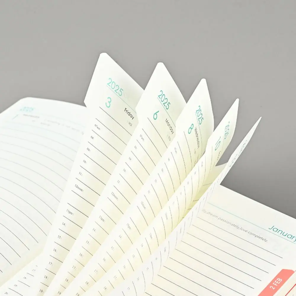 Yearly Schedule 2025 Notebook A5 Schedule Journal Office Work Planner Soft Leather Cover To Do List Efficiency Plan Notebook