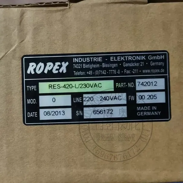 

Original ROPEX Heat Sealing Controller RES-420-L/401/402 230/400VAC Spot Pre-auction Inquiry