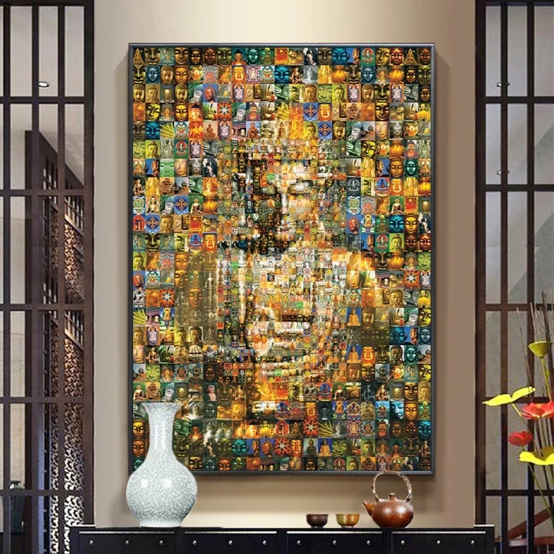 Vivid Goden Buddha Canvas Poster Large Pictures Religion Buddhist Buddha Collection Wall Painting Art Decor for Room Prints