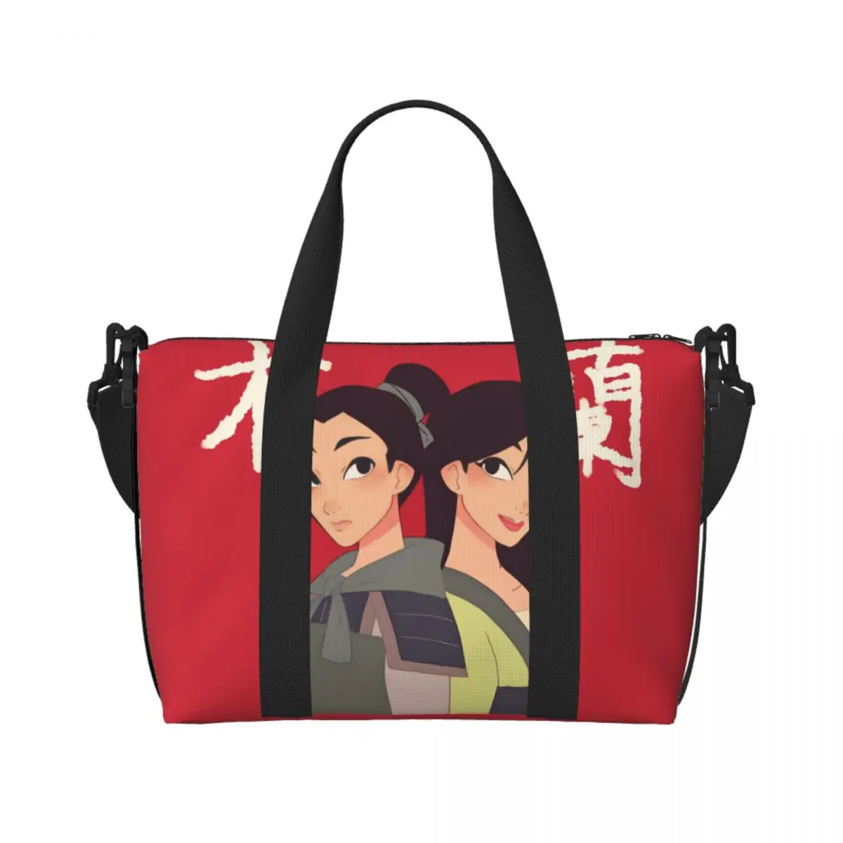 

Custom Mulan Groceries Shopping Tote Bag Women Big Capacity Brave Hero Cute Princess Pattern Beach Gym Travel Bags