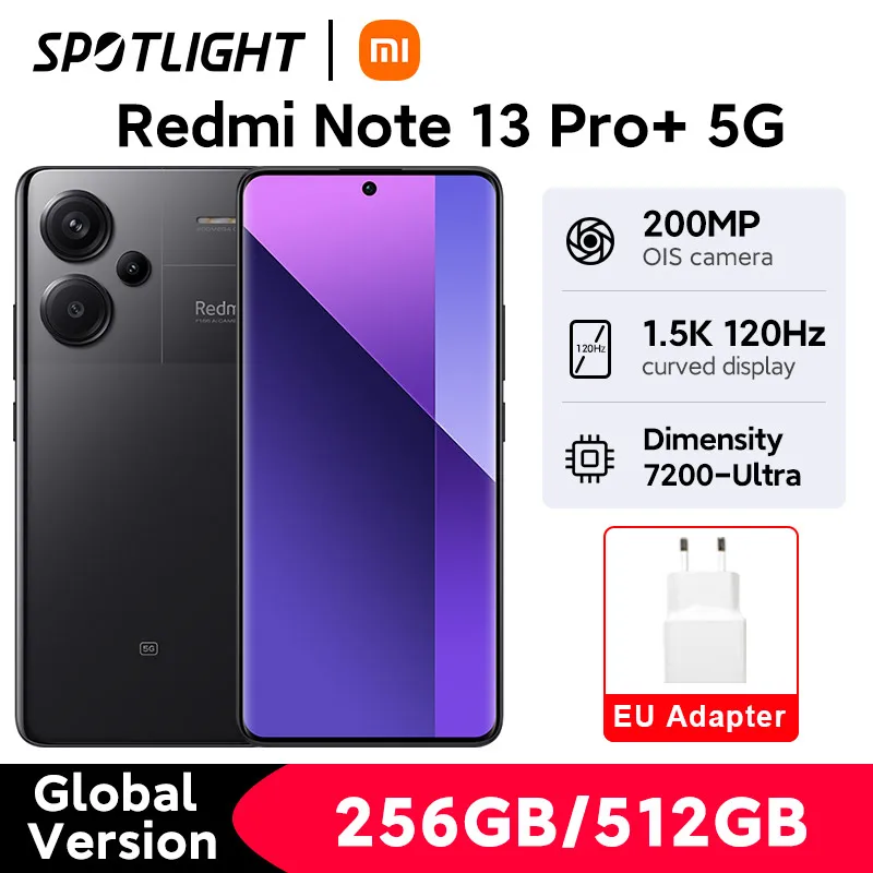 versao global novo smartphone xiaomi redmi note 13 pro plus 5g 120w hypercharge mediatek dimensity 7200 ultra 200mp ois camera 01