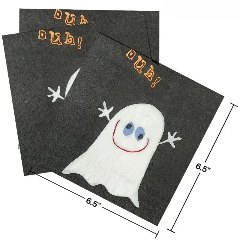 20pcs/Pac 33*33cm 2-Ply Spooky Halloween Party Cocktail Napkins Commercial Drawing Paper Squares White Ghosts Paper Placemats