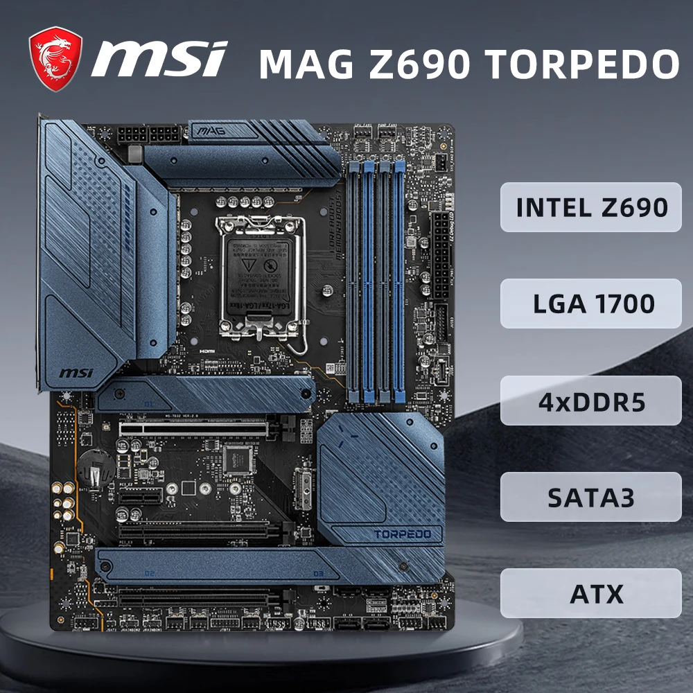 MSI MAG Z690 TORPEDO 마더보드 소켓, LGA 1700, i9-14900 i7-14700K i5-14600K CPU 지원, 인텔 Z690 칩셋, 4x DDR5 1xHDMI ATX 