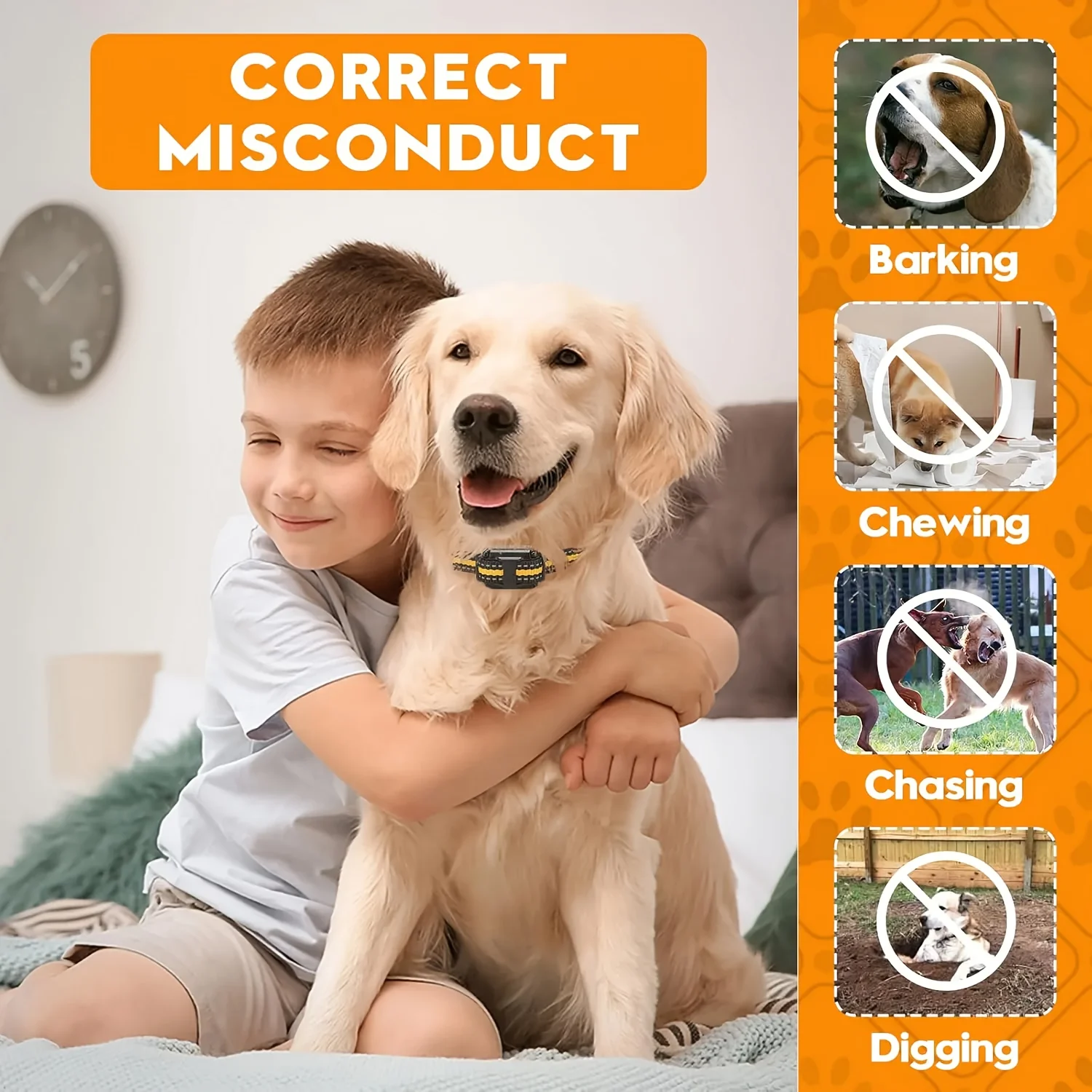 طوق تدريب الكلاب الكهربائي القابل لإعادة الشحن ومضاد للنباح والصدمات والاهتزاز وطوق مقاوم للماء لجميع الكلاب الأليفة مع الفرس #4