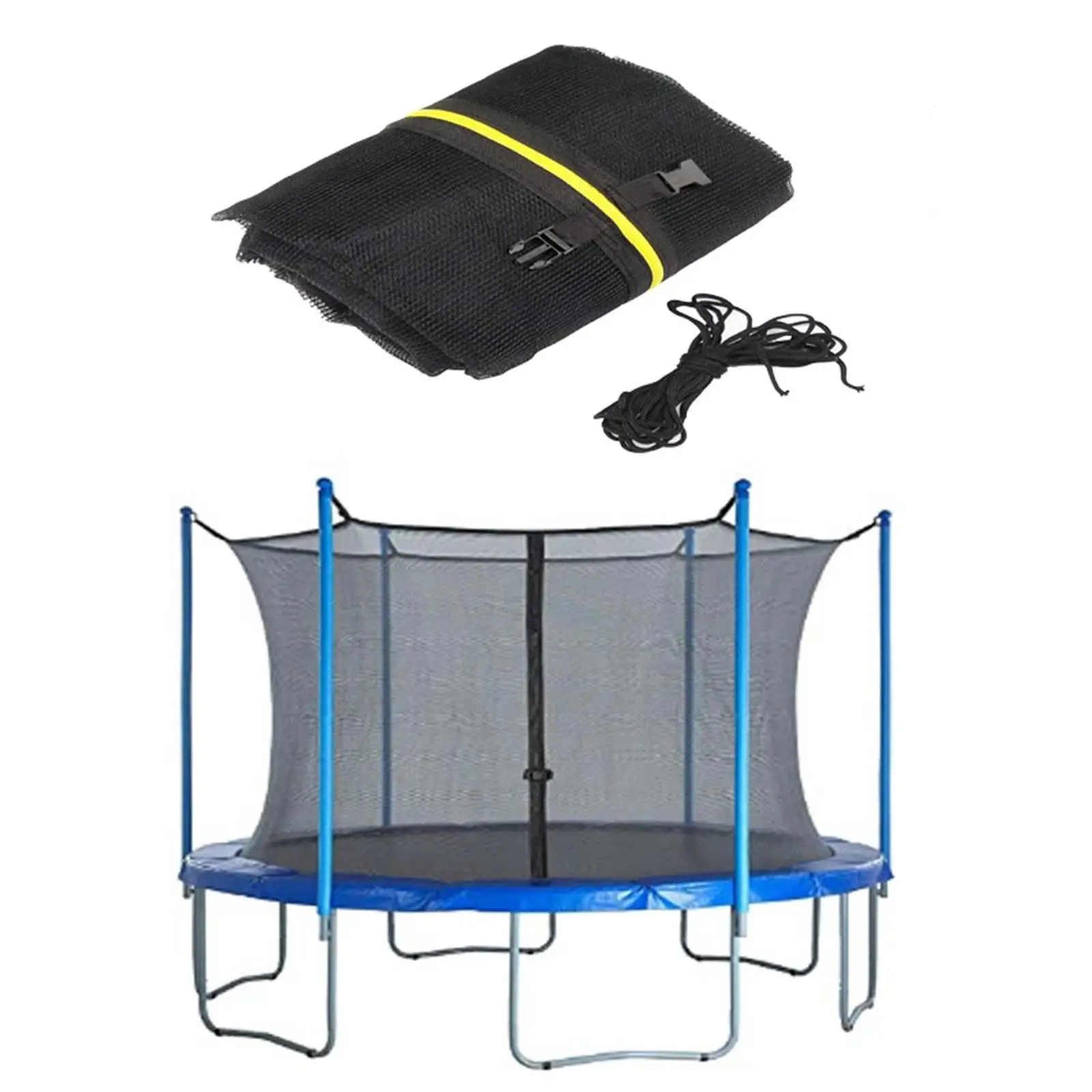 6/8/10/12” Safety Net Enclosure Breathable Fits 6/8 Poles Round Frame W/ Zipper Trampoline Net Safety Mesh for Outdoor Indoor