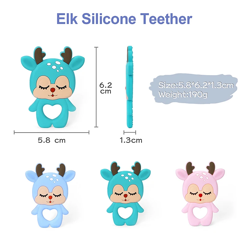 TYRY.HU 1PC Baby Animal Silicone Teethers Elk Giraffe Baby Teething Product Accessories For Pacifier Chains BPA Free