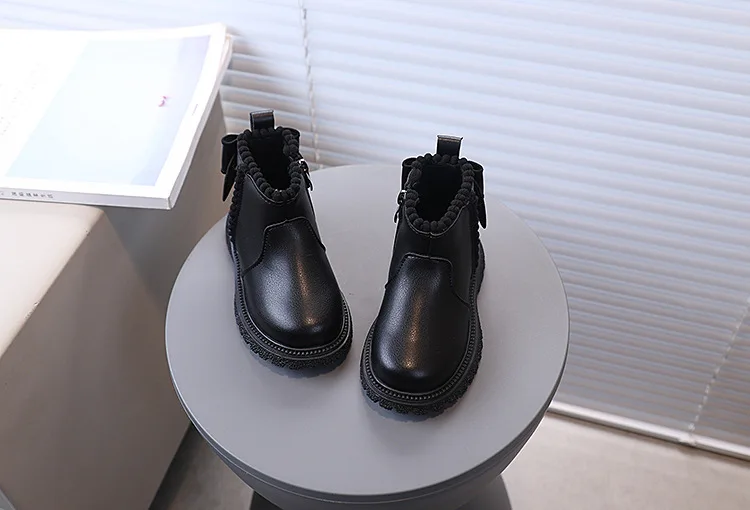 Herbst Mädchen Stiefeletten mit Rückenschleife Kinder Kurzstiefel Weiche Sohle 2026 Neue Mädchen Prinzessinnen-Lederstiefel mit Seitenreißverschluss – Detail 17